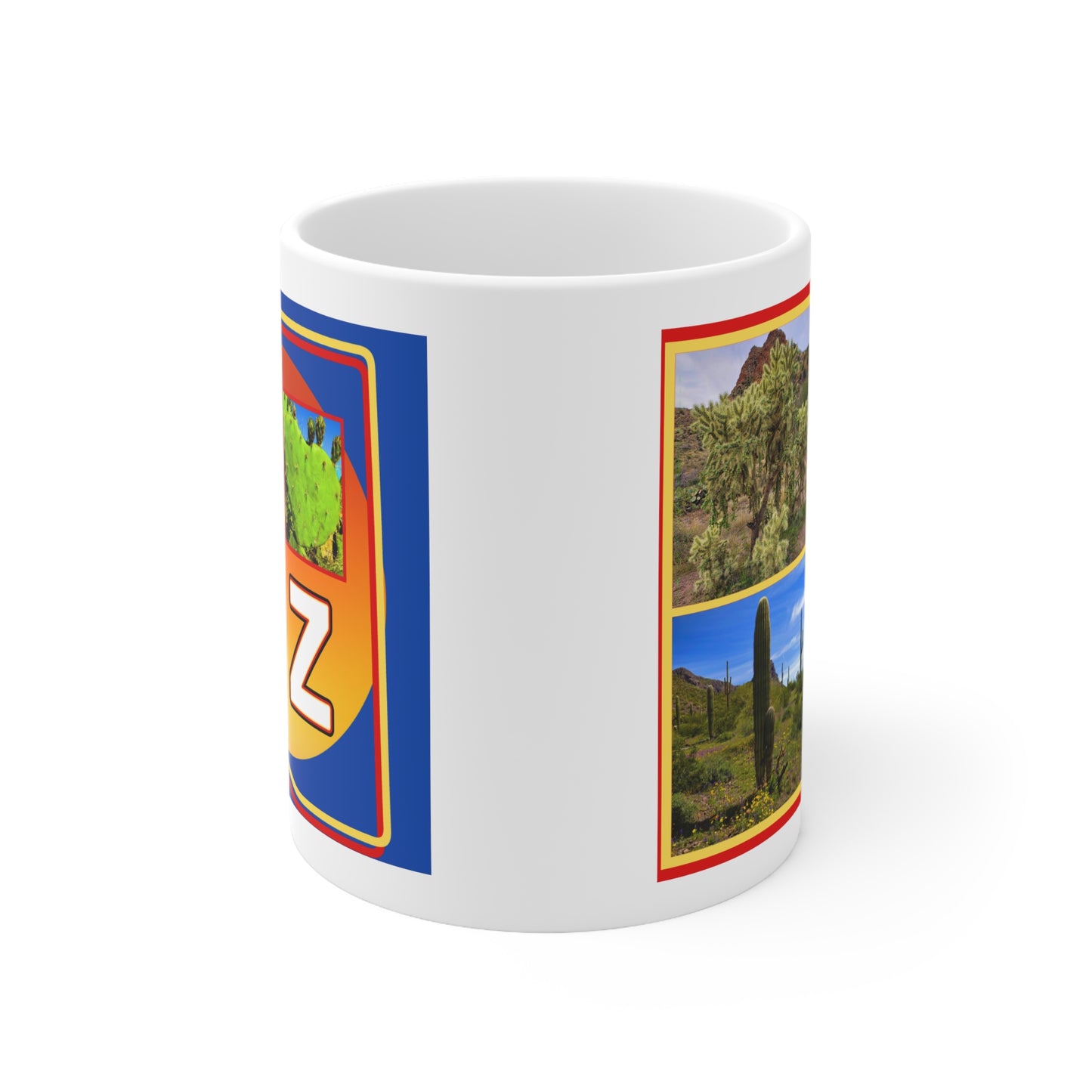 The "I Love AZ Cactus" Coffee Mug: Discover the Unique Beauty of Desert Cacti with this Gorgeous Ceramic Mug!