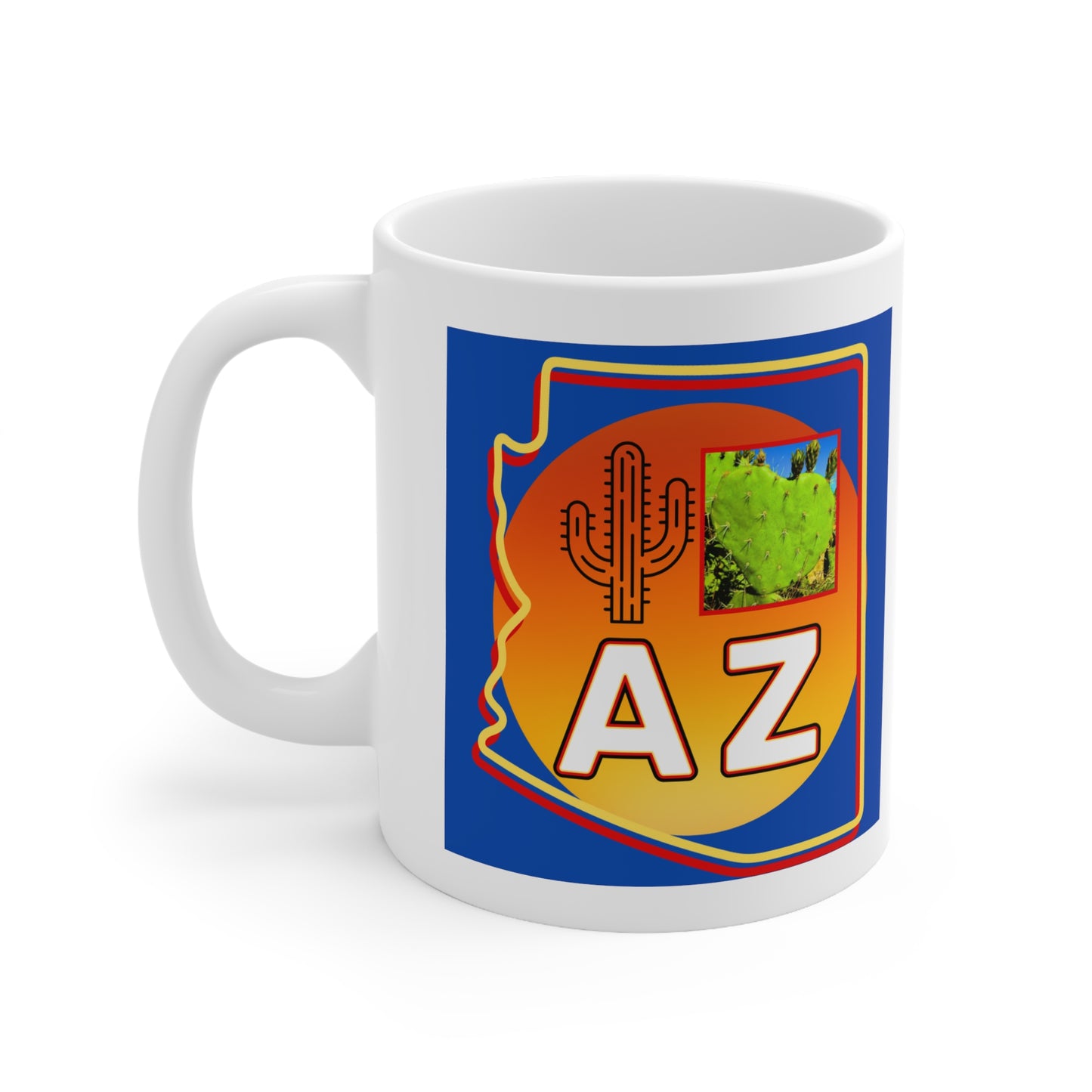 The "I Love AZ Cactus" Coffee Mug: Discover the Unique Beauty of Desert Cacti with this Gorgeous Ceramic Mug!