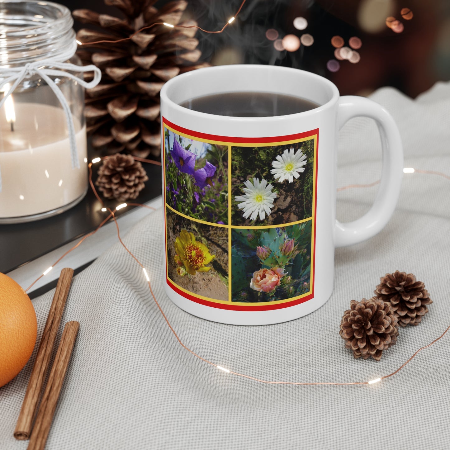 The "I Love AZ Flowers" Coffee Mug: Discover the Unique Beauty of Desert Flowers with this Gorgeous Ceramic Mug!