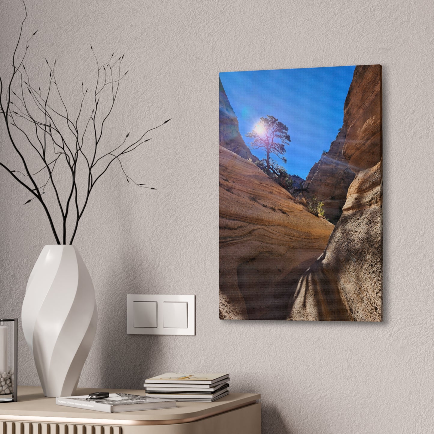 Sun and Tree at Tent Rocks National Park: Canvas Print