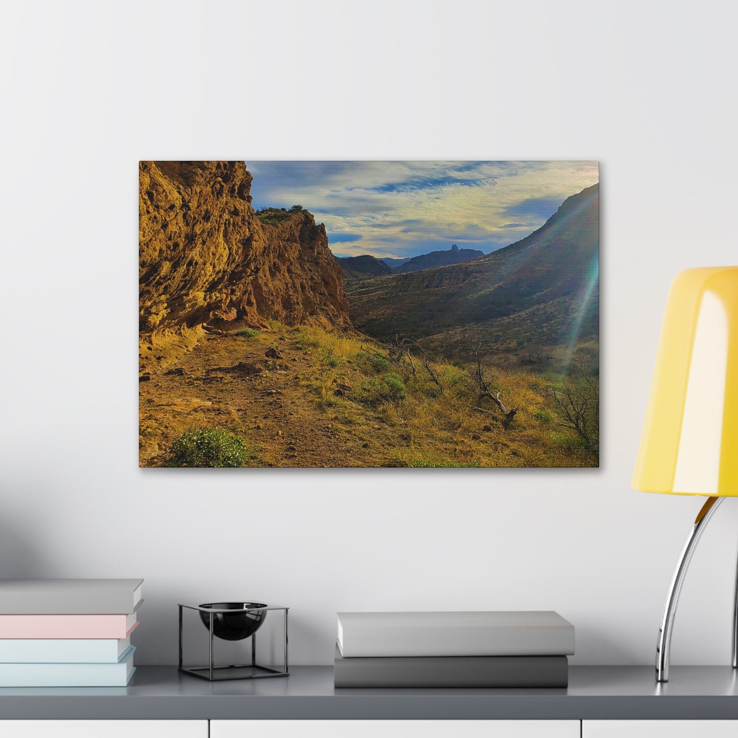 Canvas Gallery Wrap: Rocks and Sunbeams; Arizona Photography, Wall Art, Natural Landscape Home Decor for Hikers and Nature Lovers!