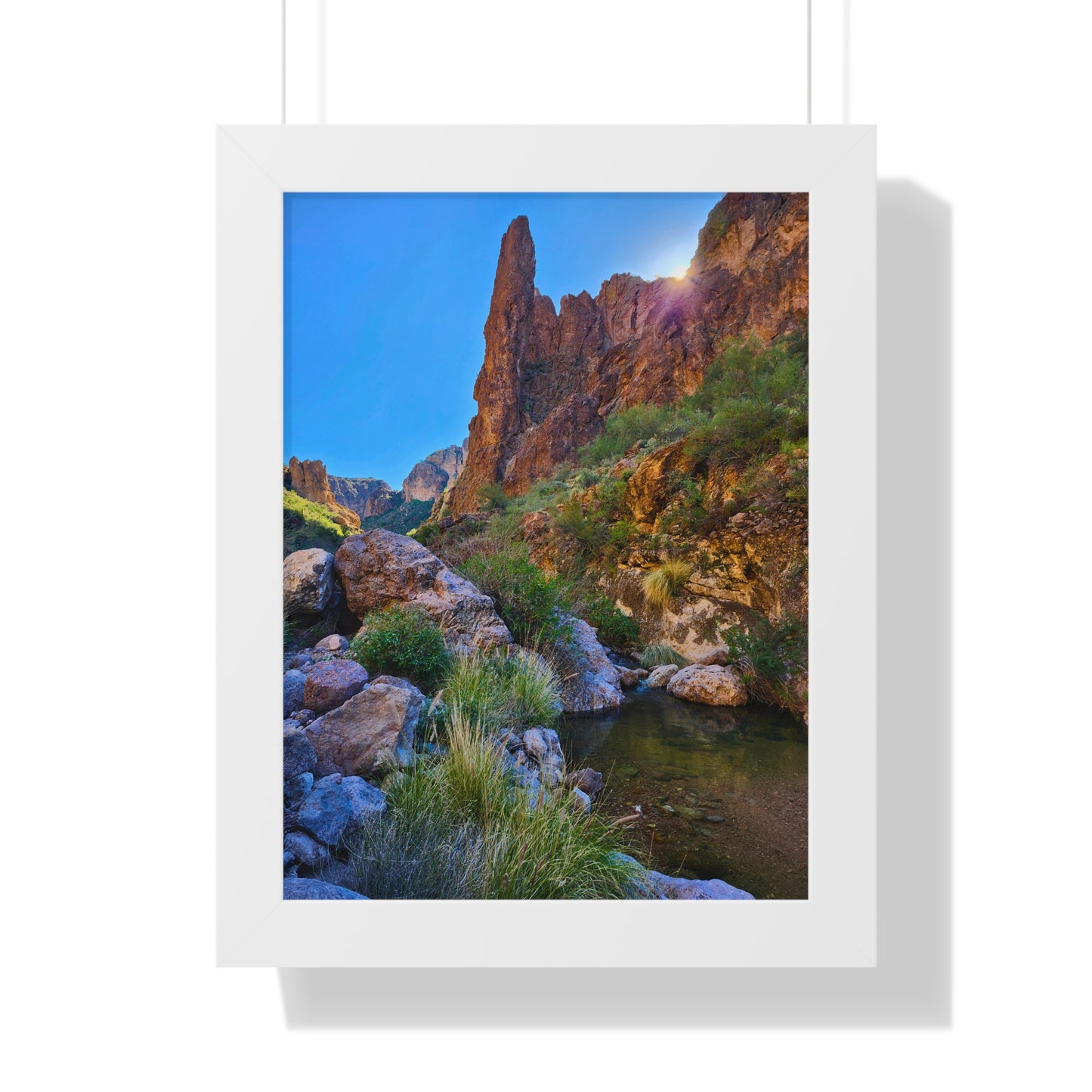 Sunrise from Crucifix Canyon, Superstition Mountains (vert); Arizona Photography, Wall Art, Natural Landscape Home Decor for Hikers and Nature Lovers!