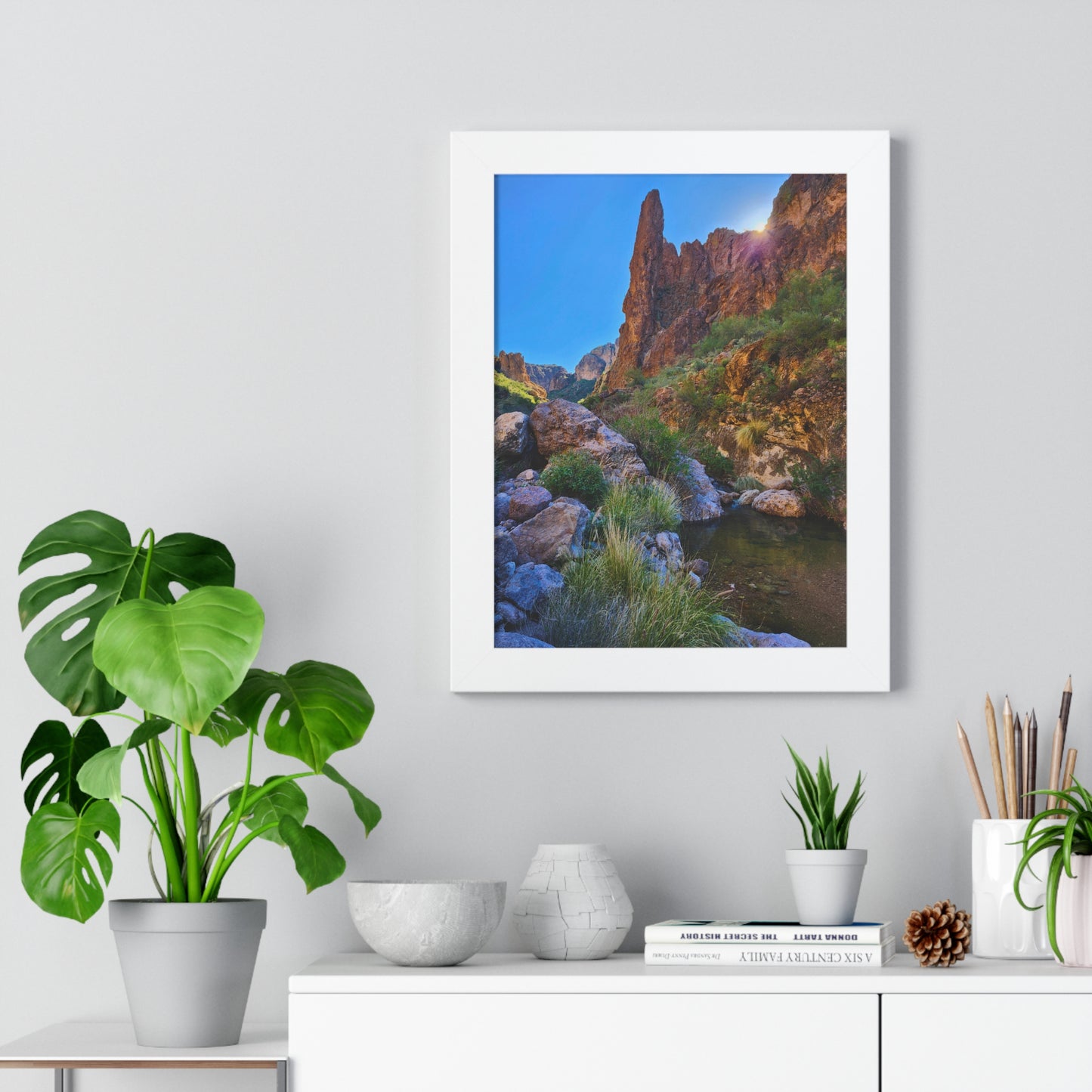 Sunrise from Crucifix Canyon, Superstition Mountains (vert); Arizona Photography, Wall Art, Natural Landscape Home Decor for Hikers and Nature Lovers!