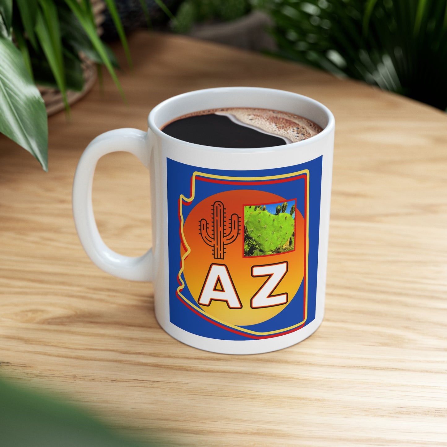 The "I Love AZ Cactus" Coffee Mug: Discover the Unique Beauty of Desert Cacti with this Gorgeous Ceramic Mug!