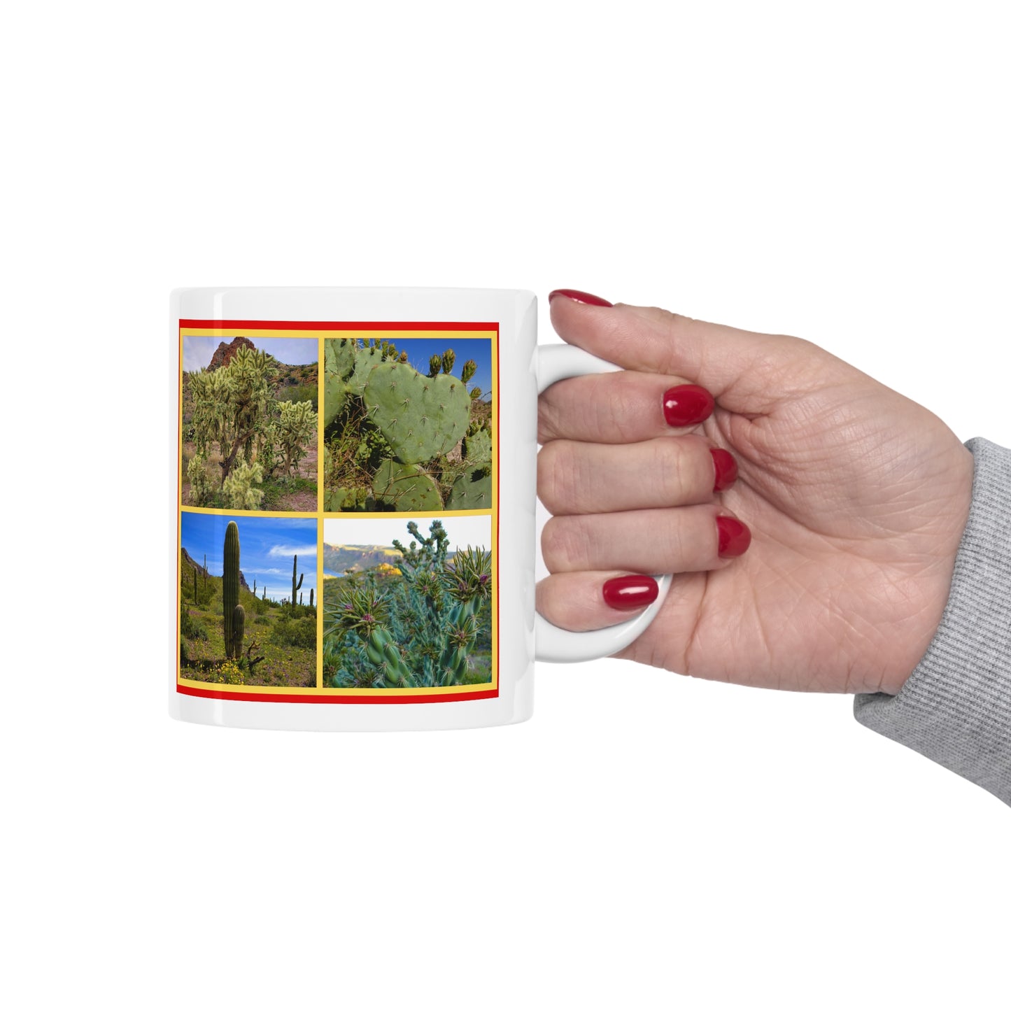 The "I Love AZ Cactus" Coffee Mug: Discover the Unique Beauty of Desert Cacti with this Gorgeous Ceramic Mug!