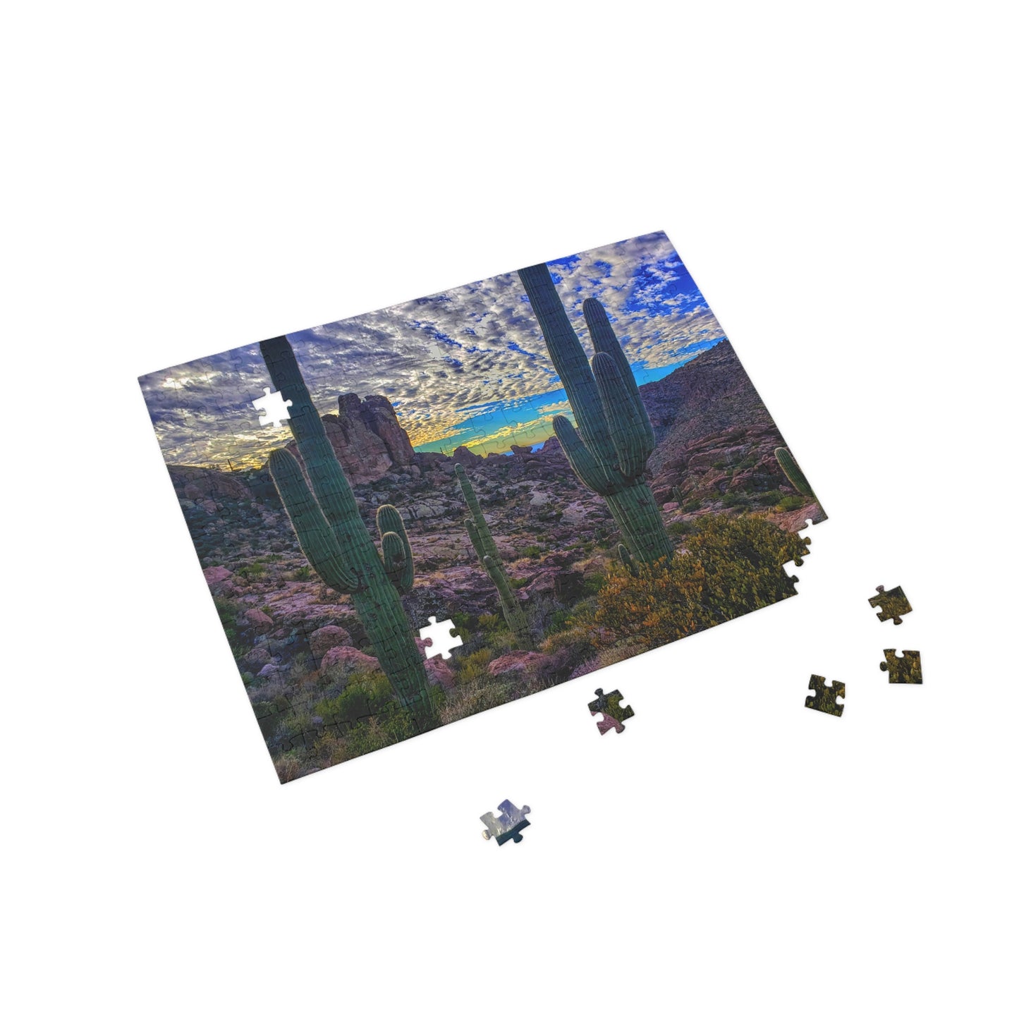 Jigsaw Puzzle (252, 500, or 1000-Piece)- Mountaintop Saguaros of Arizona; Family Game Night Fun, Beautiful Desert Landscape and Nature Photography