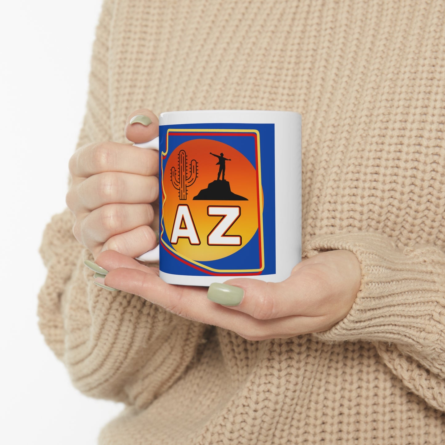 The "I Climb AZ" Coffee Mug: Discover the Unique Beauty of Desert Summits with this Gorgeous Ceramic Mug!