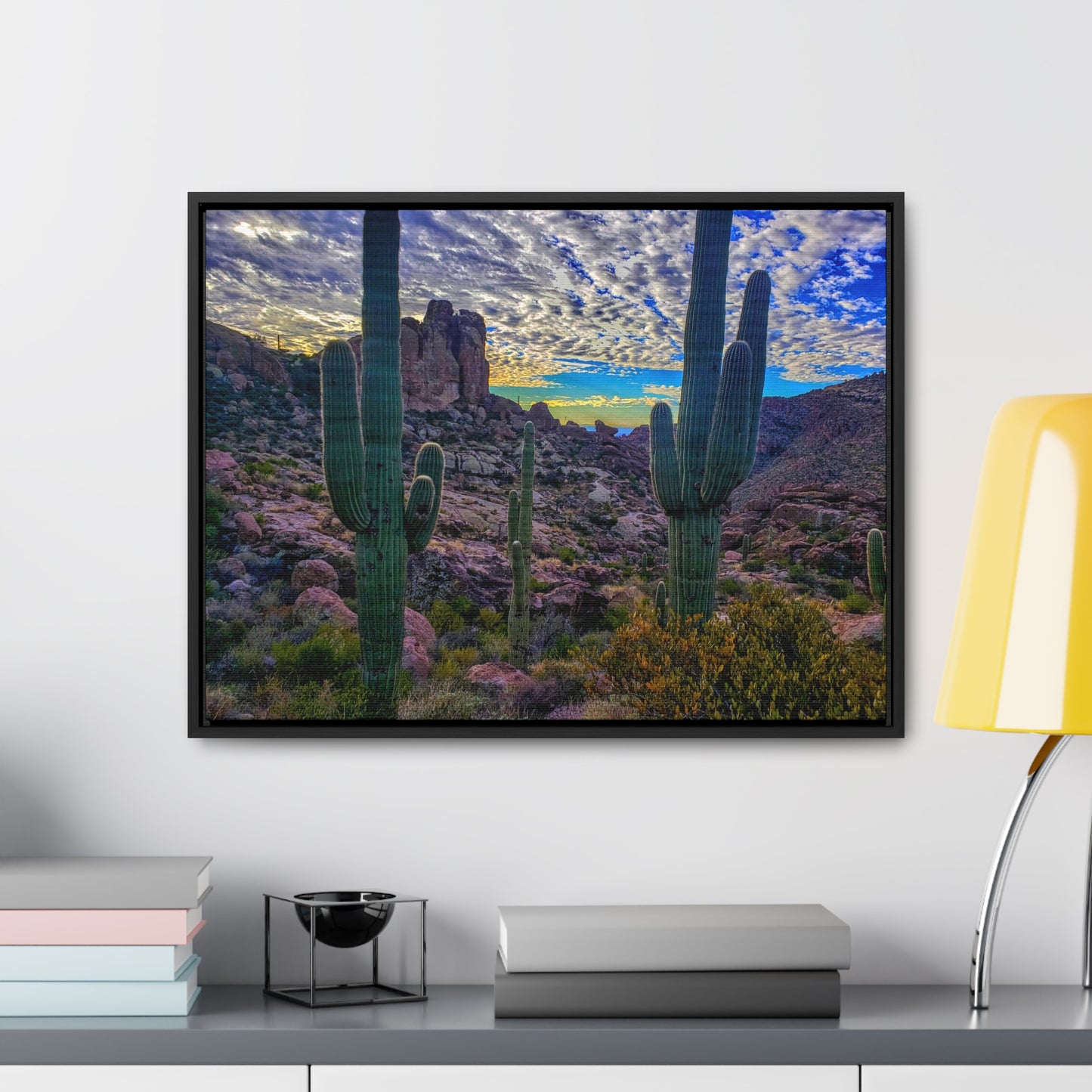 Framed Canvas Gallery Wraps: Mountaintop Saguaros; Arizona Photography, Wall Art, Natural Landscape Home Decor for Hikers and Nature Lovers!