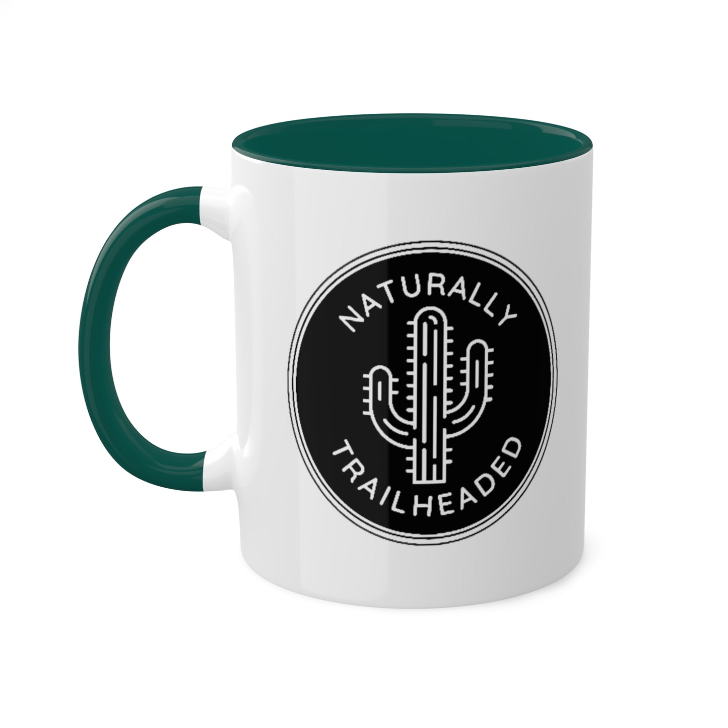 Ceramic Coffee Mug: Naturally Trailheaded Logo, Saguaro Cactus, Great for Hiking, Camping, Outdoors Enthusiasts!