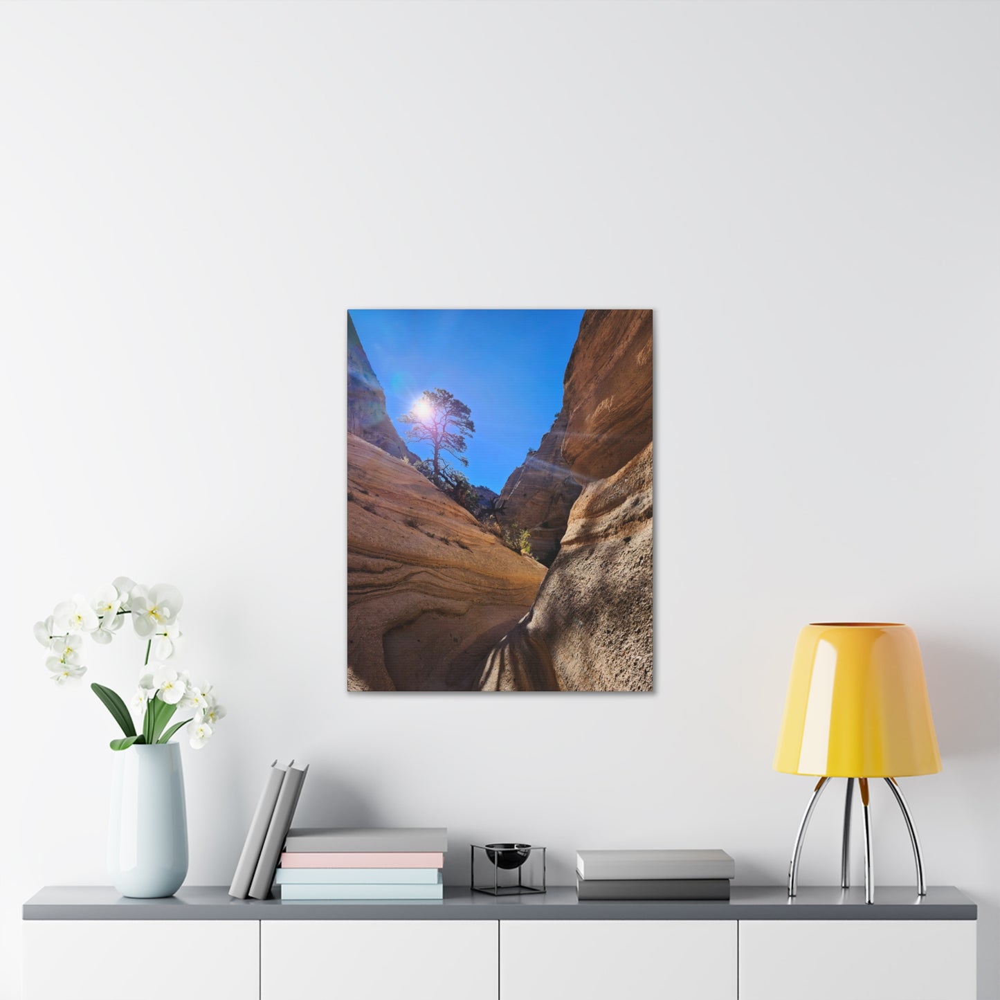 Sun and Tree at Tent Rocks National Park: Canvas Print