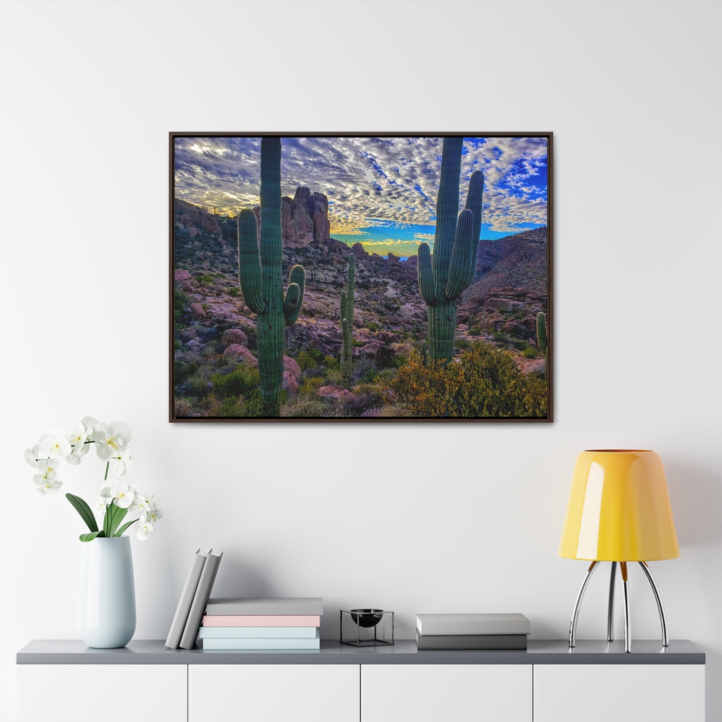 Framed Canvas Gallery Wraps: Mountaintop Saguaros; Arizona Photography, Wall Art, Natural Landscape Home Decor for Hikers and Nature Lovers!