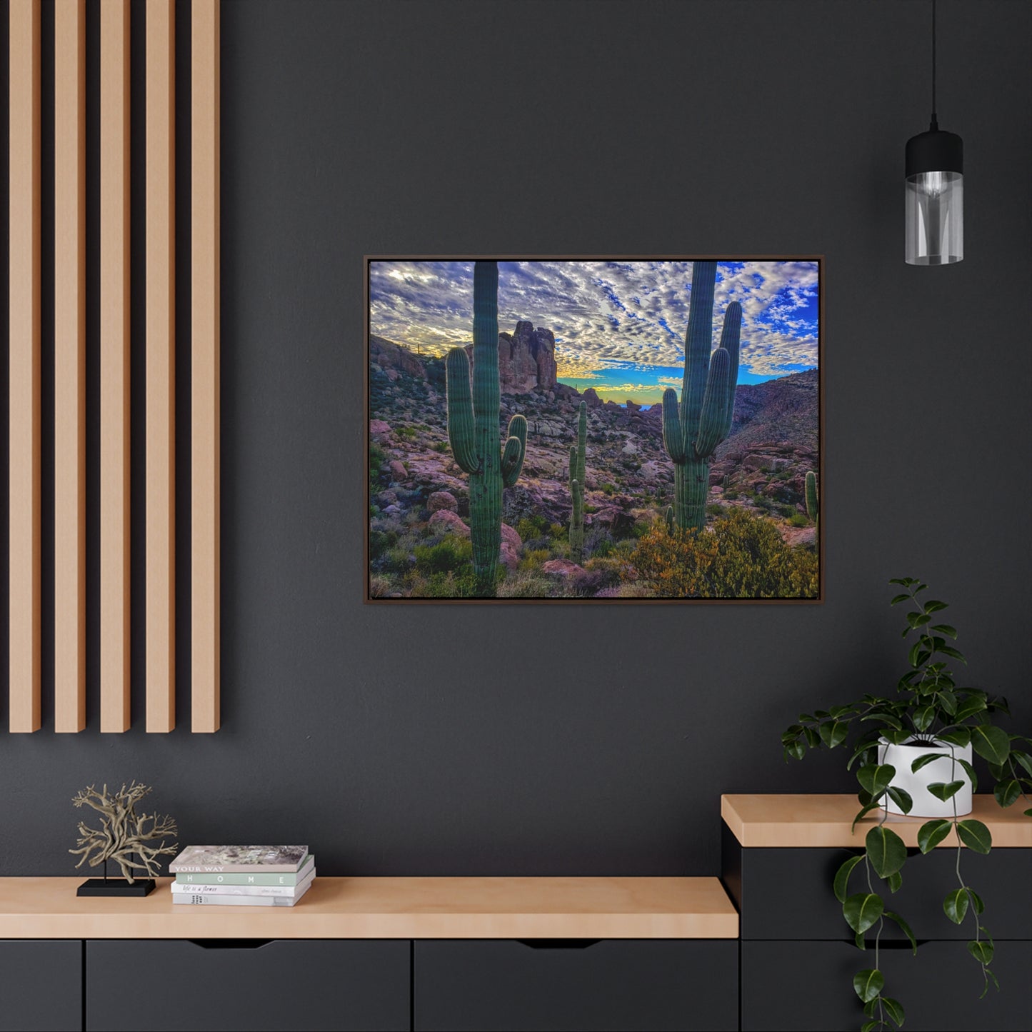 Framed Canvas Gallery Wraps: Mountaintop Saguaros; Arizona Photography, Wall Art, Natural Landscape Home Decor for Hikers and Nature Lovers!