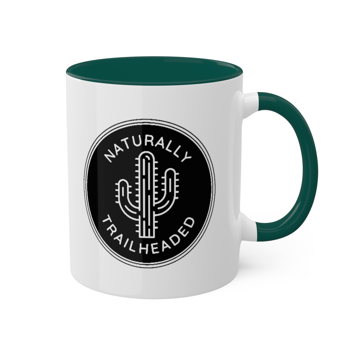 Ceramic Coffee Mug: Naturally Trailheaded Logo, Saguaro Cactus, Great for Hiking, Camping, Outdoors Enthusiasts!