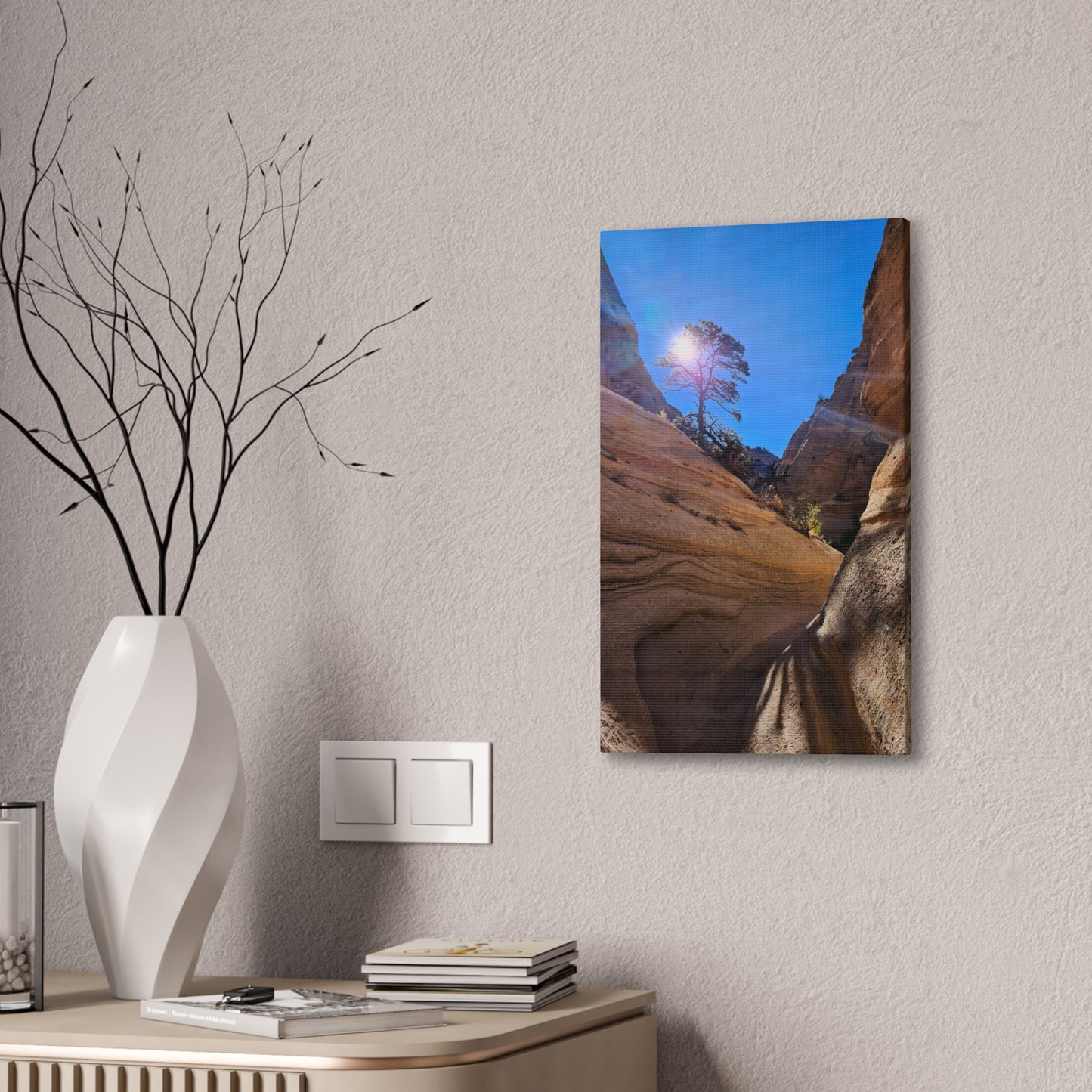 Sun and Tree at Tent Rocks National Park: Canvas Print