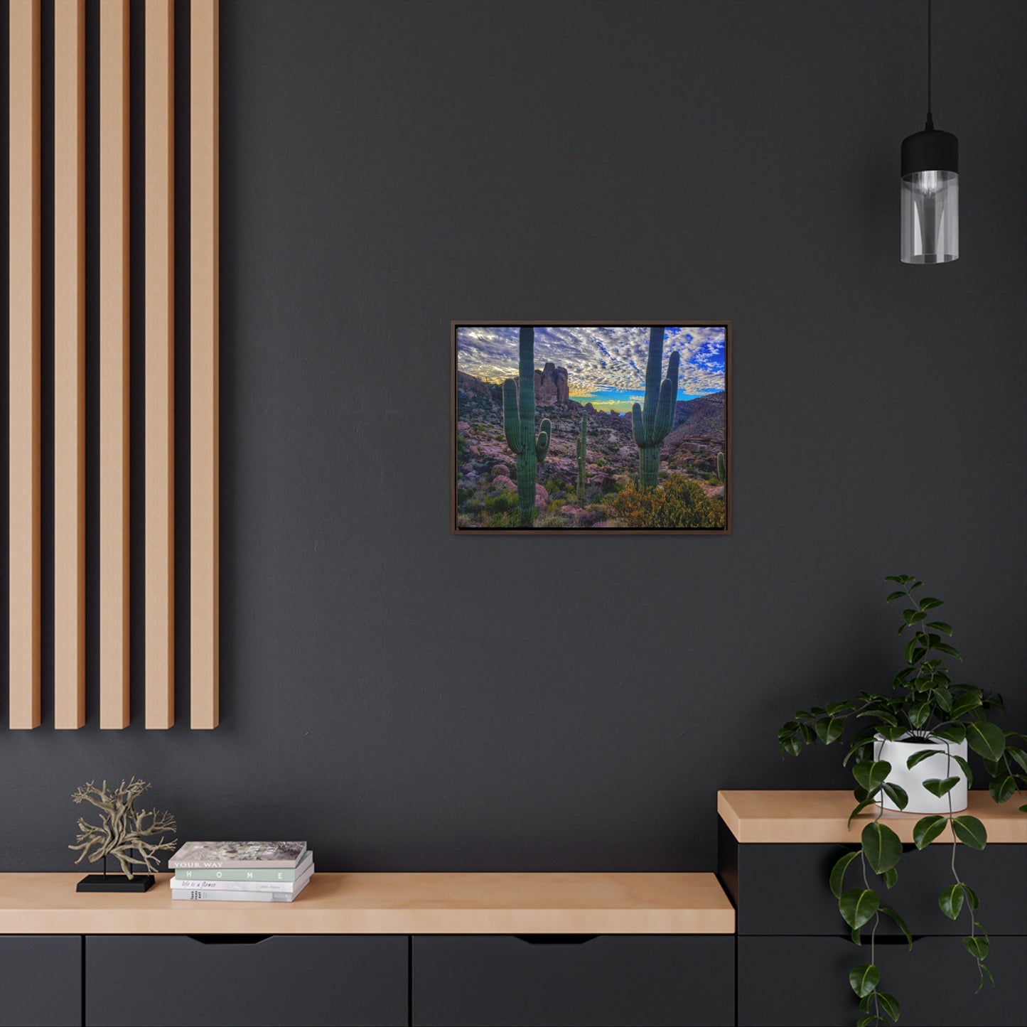 Framed Canvas Gallery Wraps: Mountaintop Saguaros; Arizona Photography, Wall Art, Natural Landscape Home Decor for Hikers and Nature Lovers!